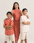 Mandarin-collared Shirt - Cream Lucky Coins