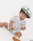 Baby wearing short sleeve romper in nautical mickey  