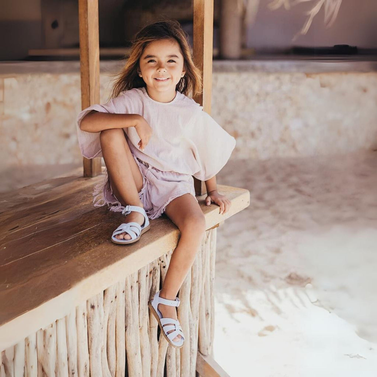 Saltwater Sweetheart Girls Sandals in Light Blue Leather Saltwater Sweetheart Girls Sandals in Light Blue Leather