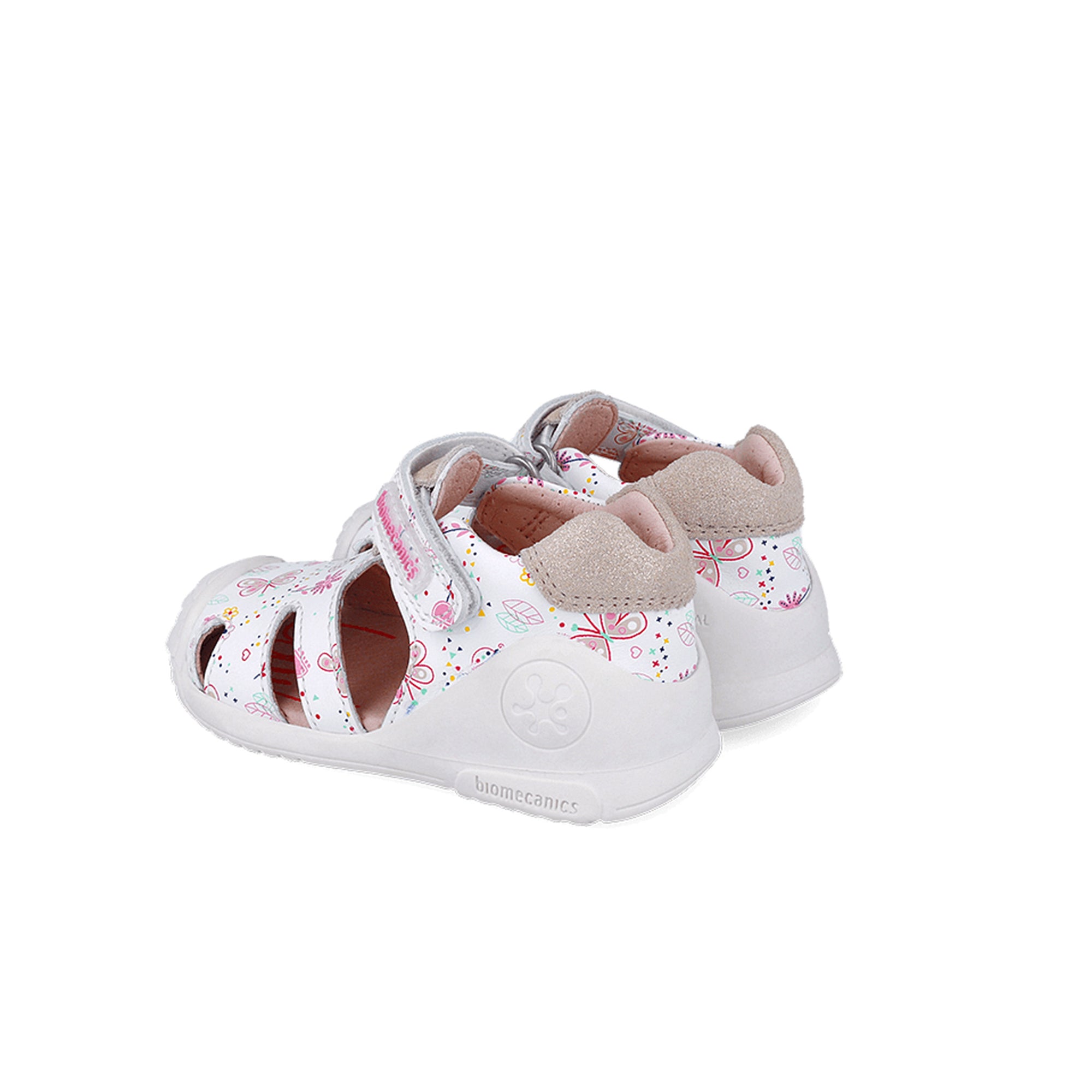 Biogateo White Sandals - Pink Butterflies