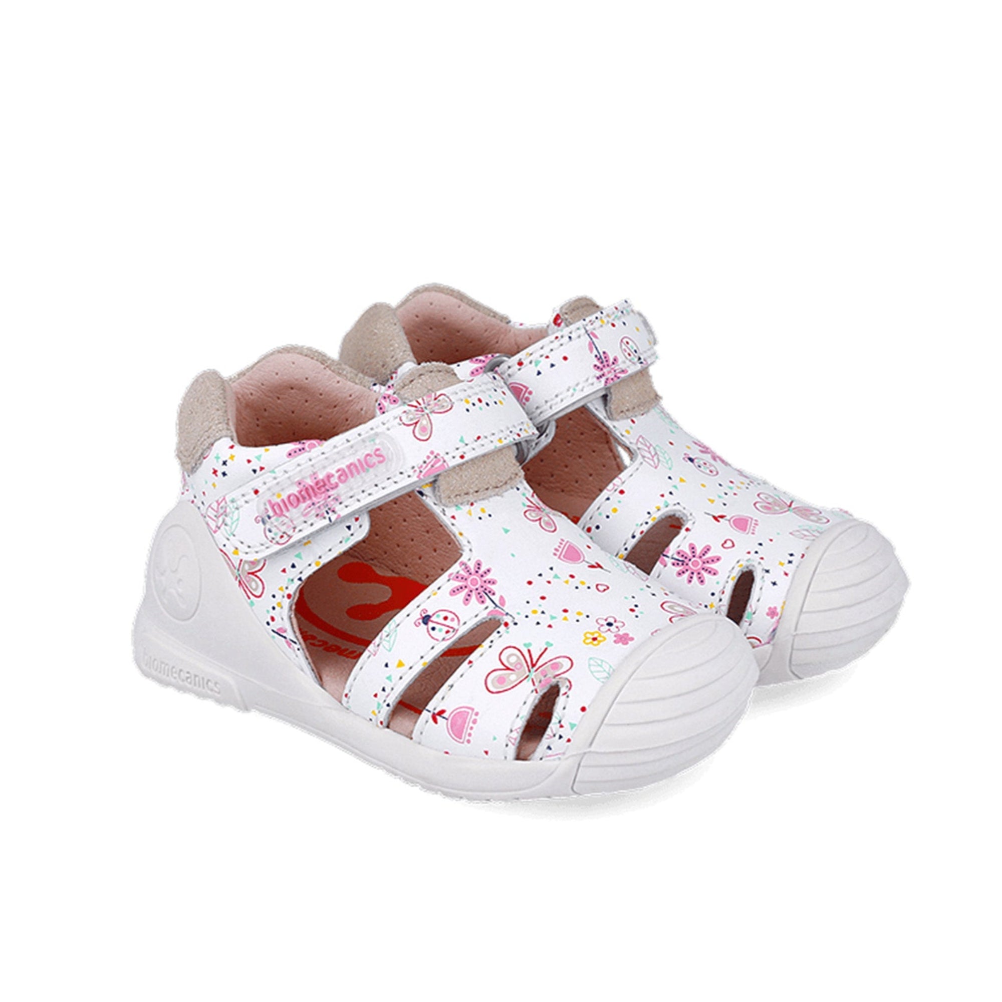 Biogateo White Sandals - Pink Butterflies