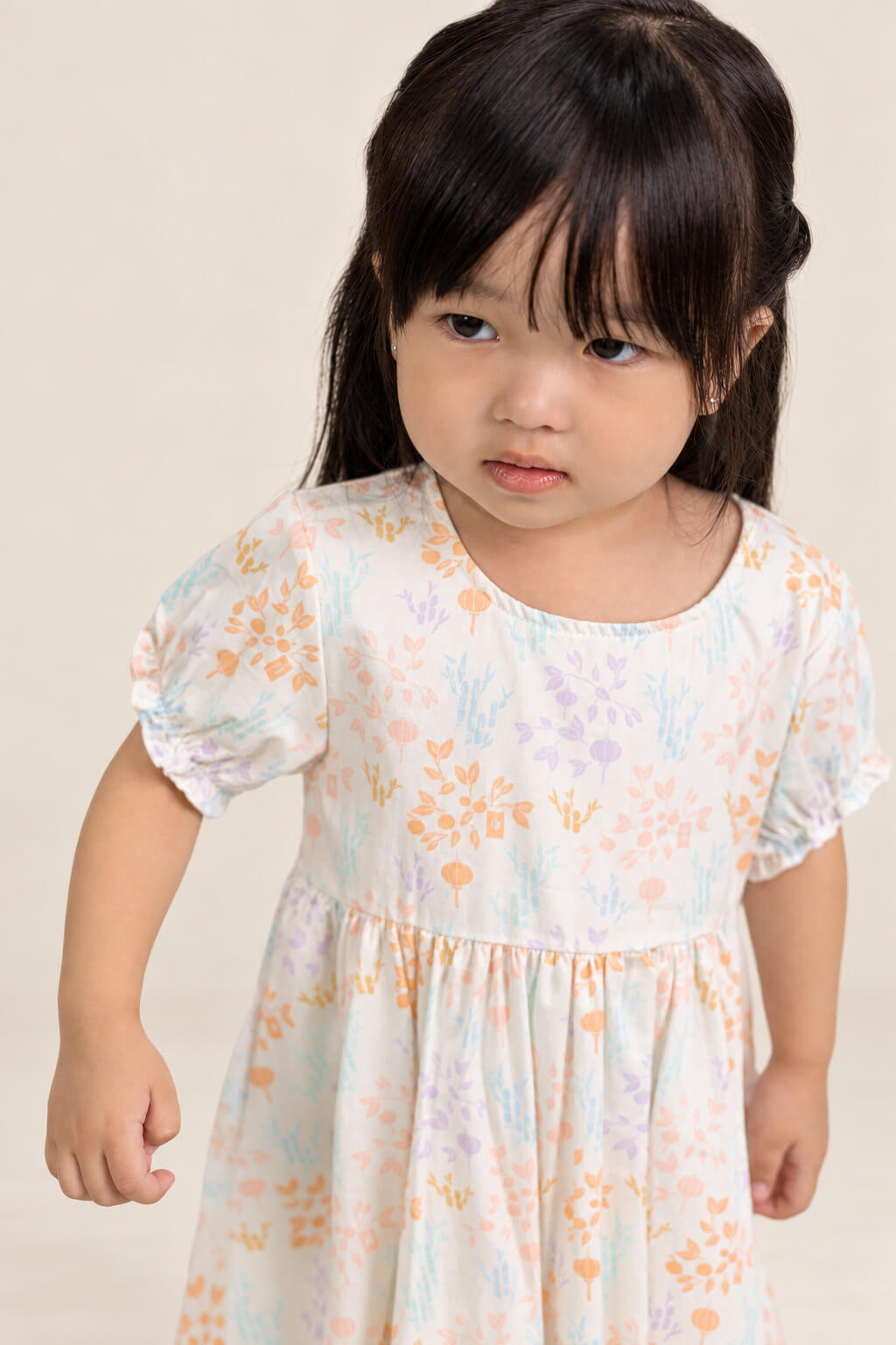 Scarlett Dress - Cream Floral Bamboo