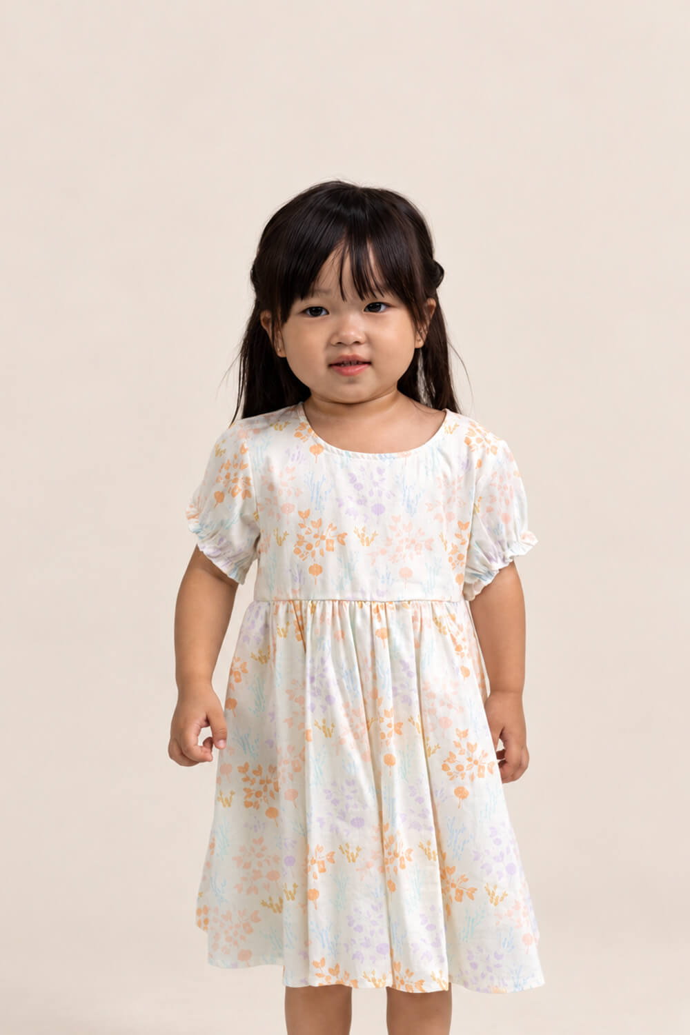 Scarlett Dress - Cream Floral Bamboo