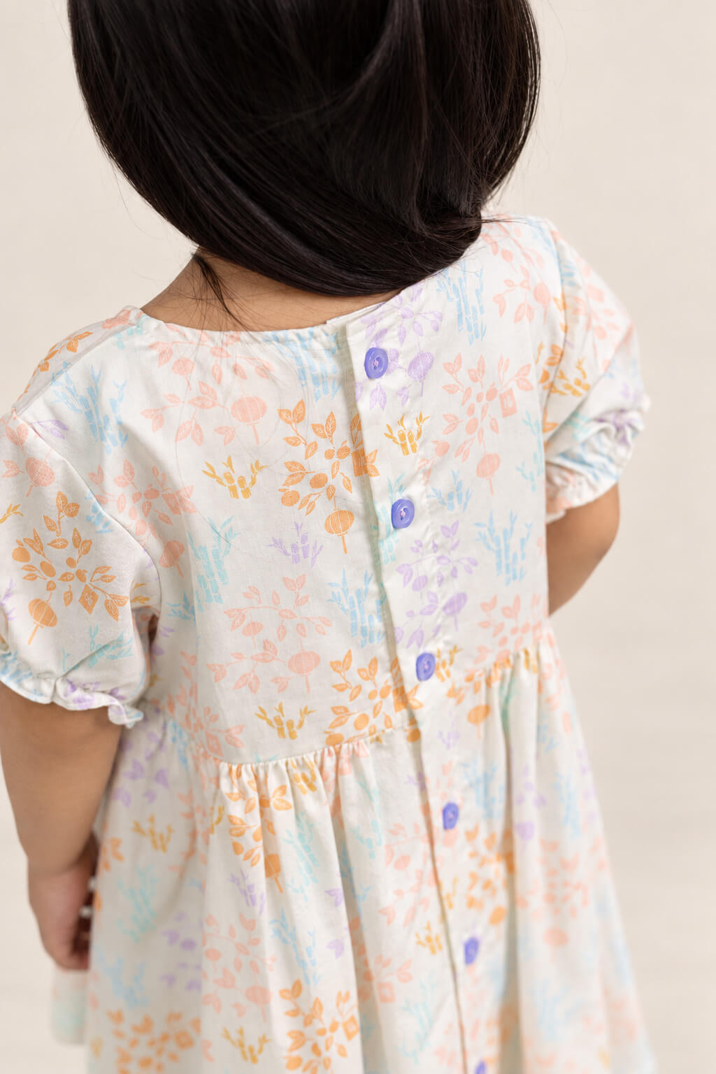 Scarlett Dress - Cream Floral Bamboo