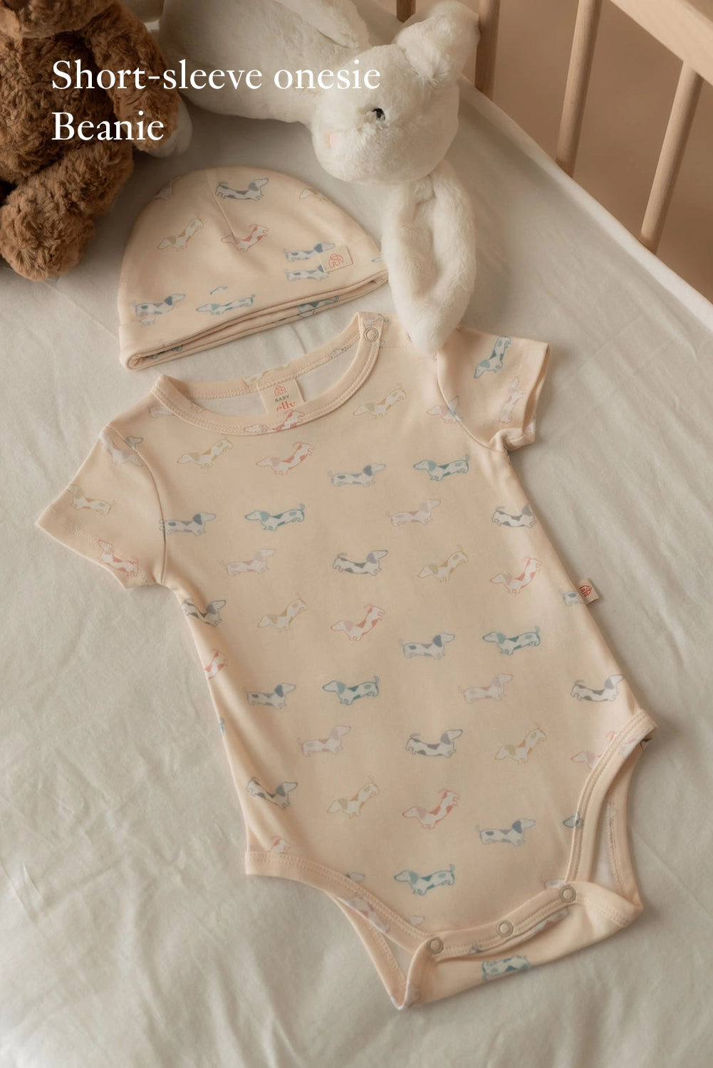 short sleeve onesie beanie hot dog