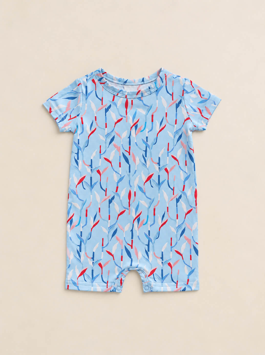 Short-sleeve Romper - Blue Lucky Bamboo