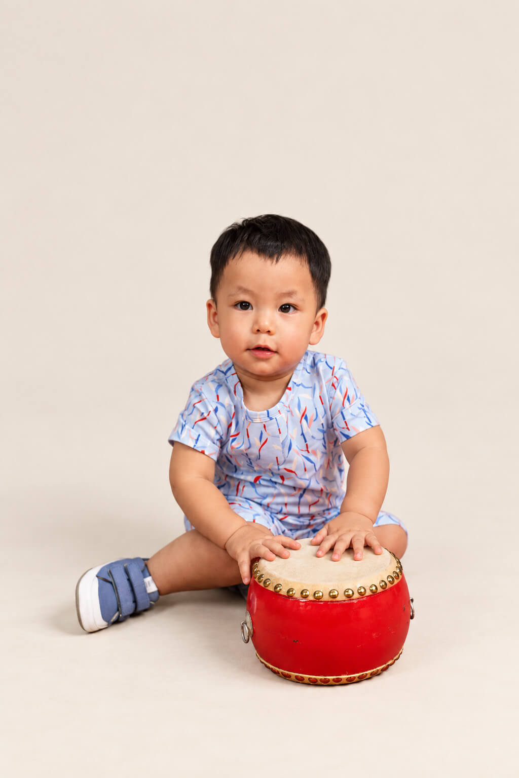 Short-sleeve Romper - Blue Lucky Bamboo