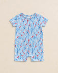 Short-sleeve Romper - Blue Lucky Bamboo