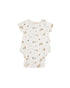 Short-Sleeve Onesie - White Floral Bunny