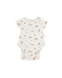 Short-Sleeve Onesie - White Floral Bunny