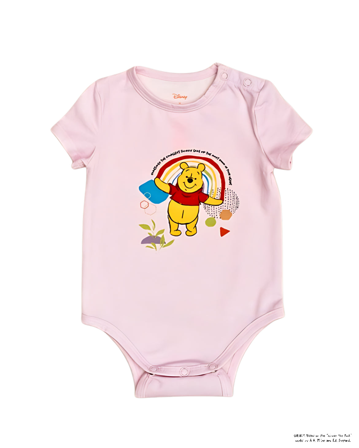 Short-Sleeve Onesie - Pink Rainbow Pooh