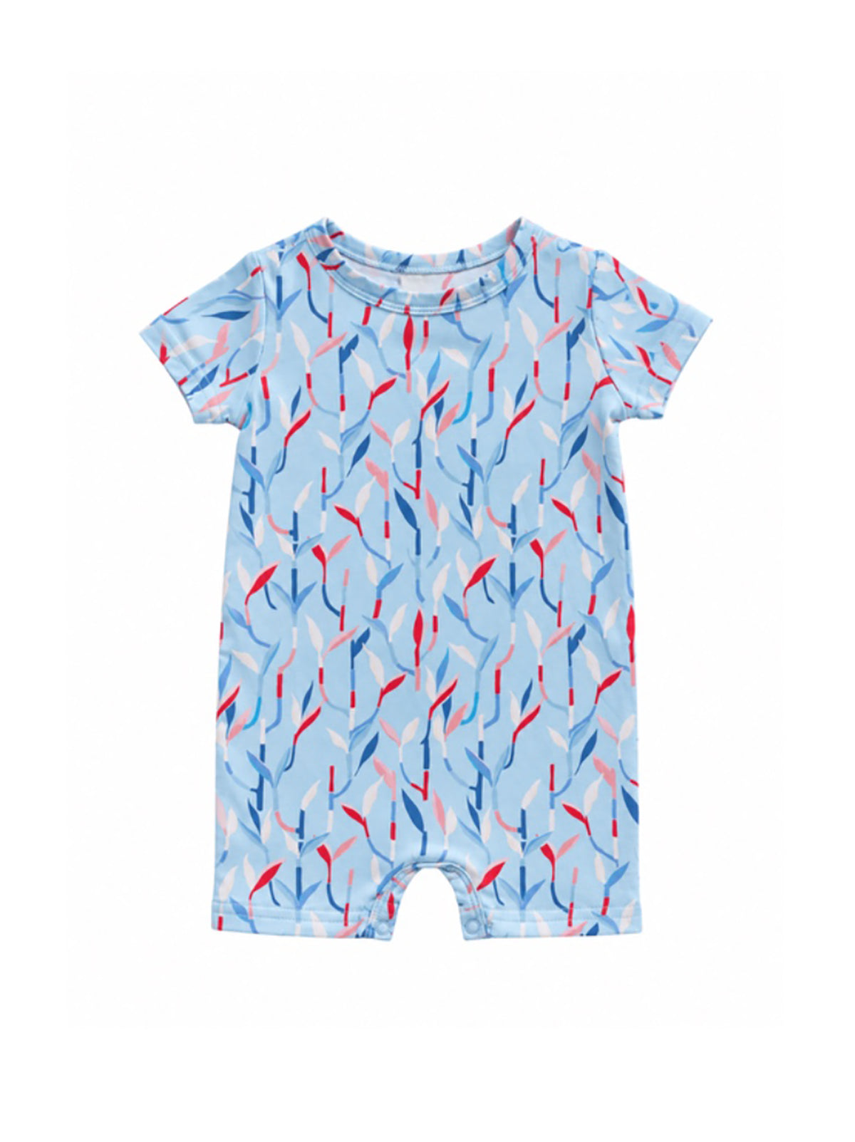 Short-sleeve Romper - Blue Lucky Bamboo