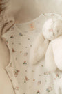 Sleeping Bag - White Floral Bunny (0.2 TOG) closeup