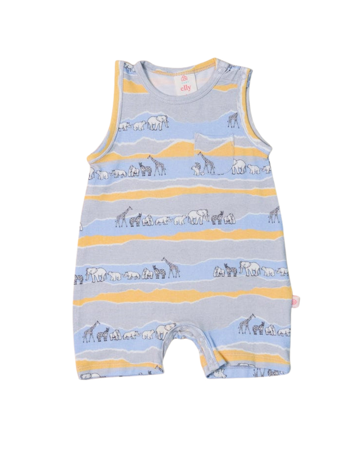 Sleeveless Romper - Grey Animal March