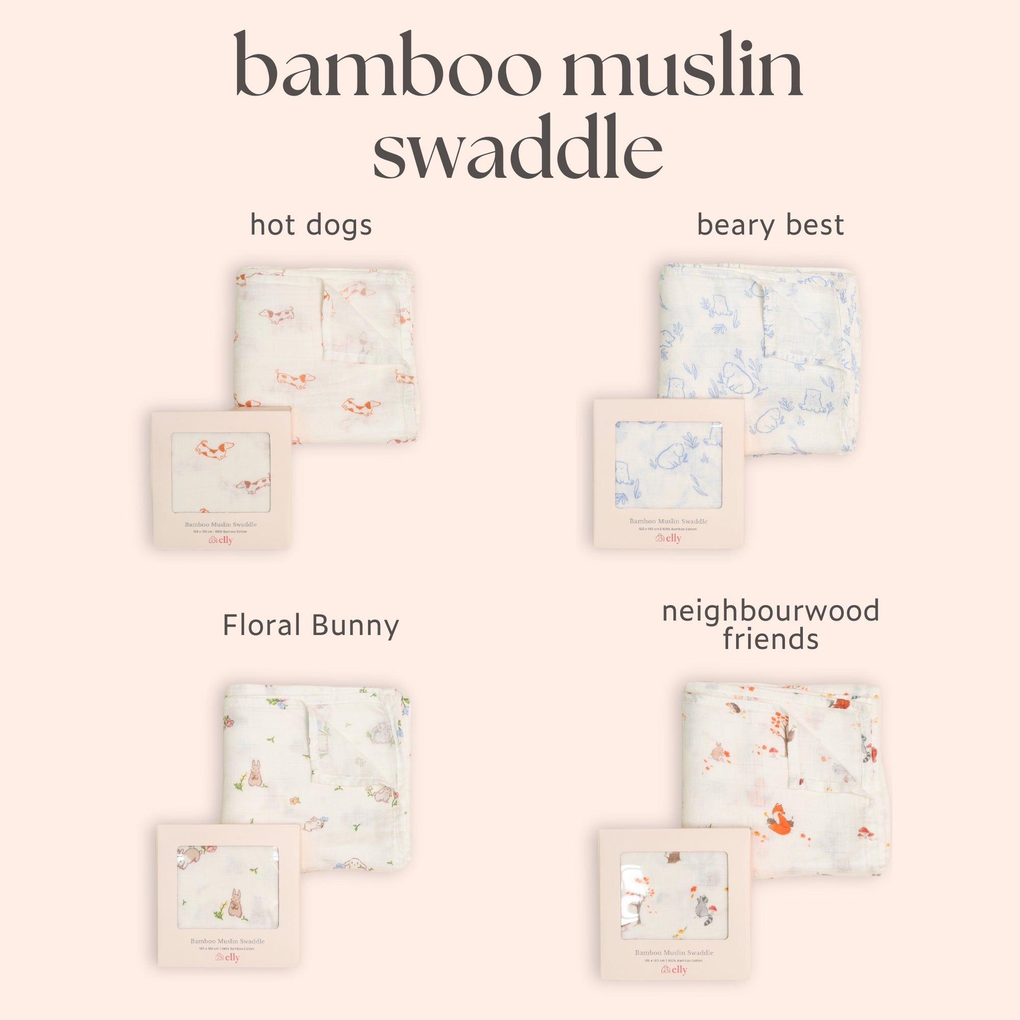 Bamboo Muslin Swaddles | Personalisable Gift Set