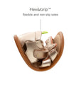 Tip Toey Joey Starfish Sandals in Metallic Salmon / Rosa Seco / Golden Sugar bending at the toe to show the flexible sole