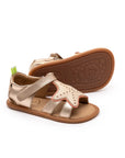 Pair of Tip Toey Joey Starfish Sandals in Metallic Salmon / Rosa Seco / Golden Sugar, baby first walker shoes