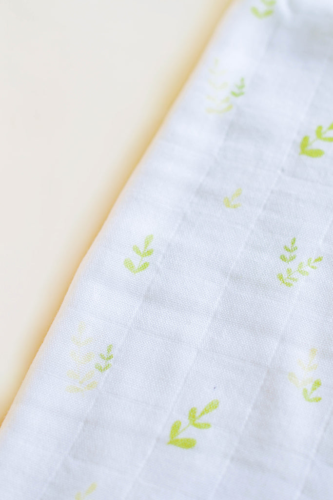 Bamboo Swaddle - White Ferns