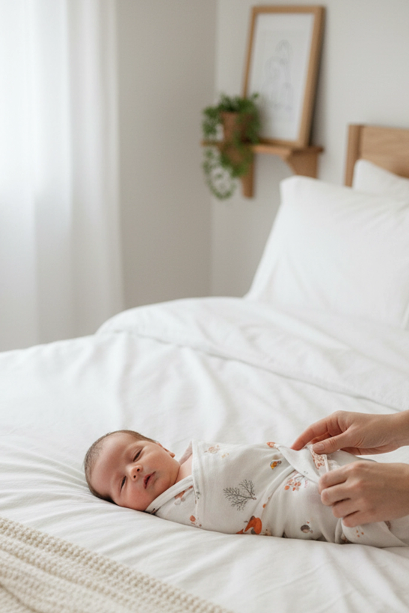 newborn baby swaddled in bamboo swaddle 