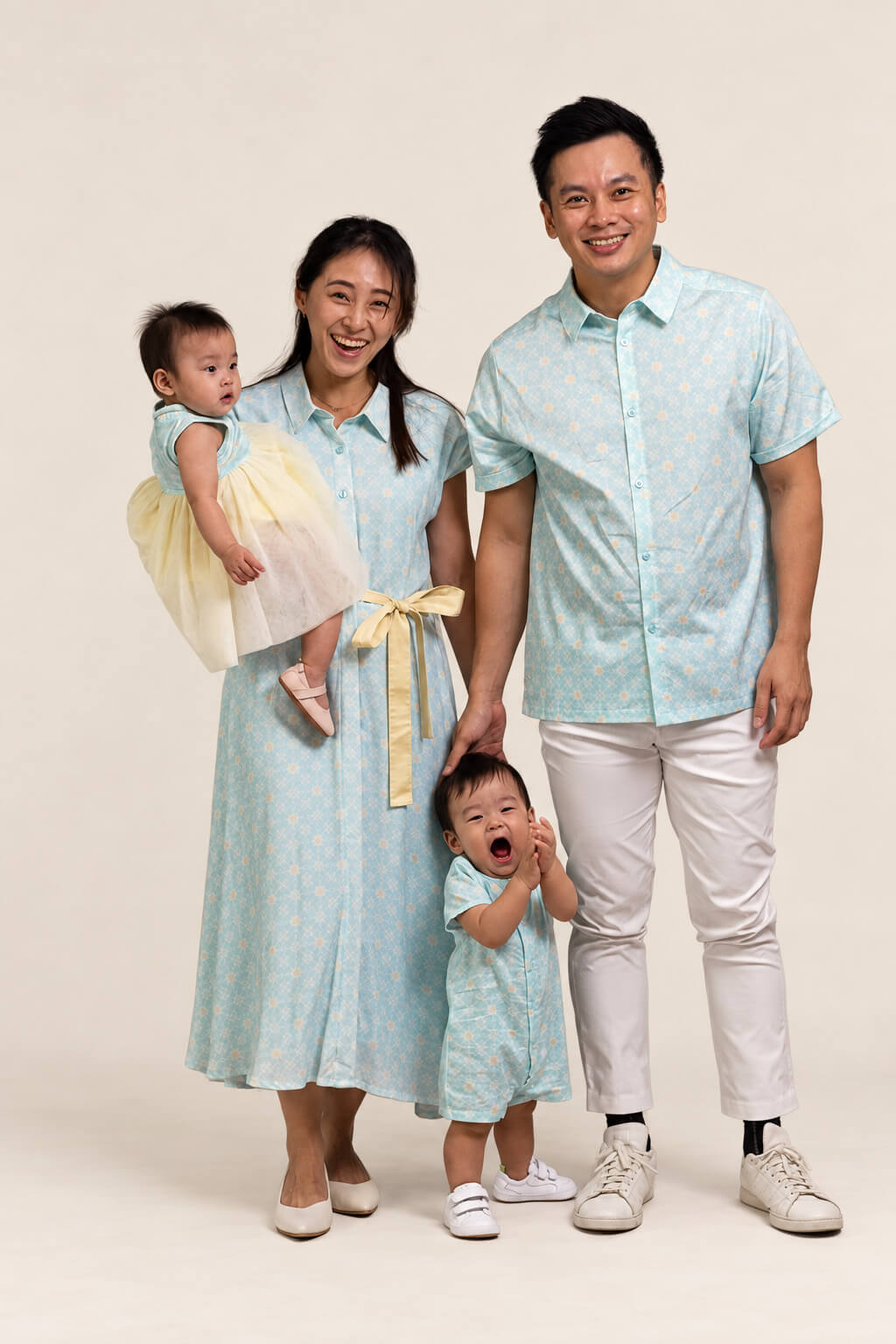 Ladies Shirly Dress - Teal Plaid Tiles family