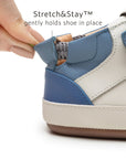 Metropoly Shoes - Tapioca / Blue Tang / Navy elastic heel