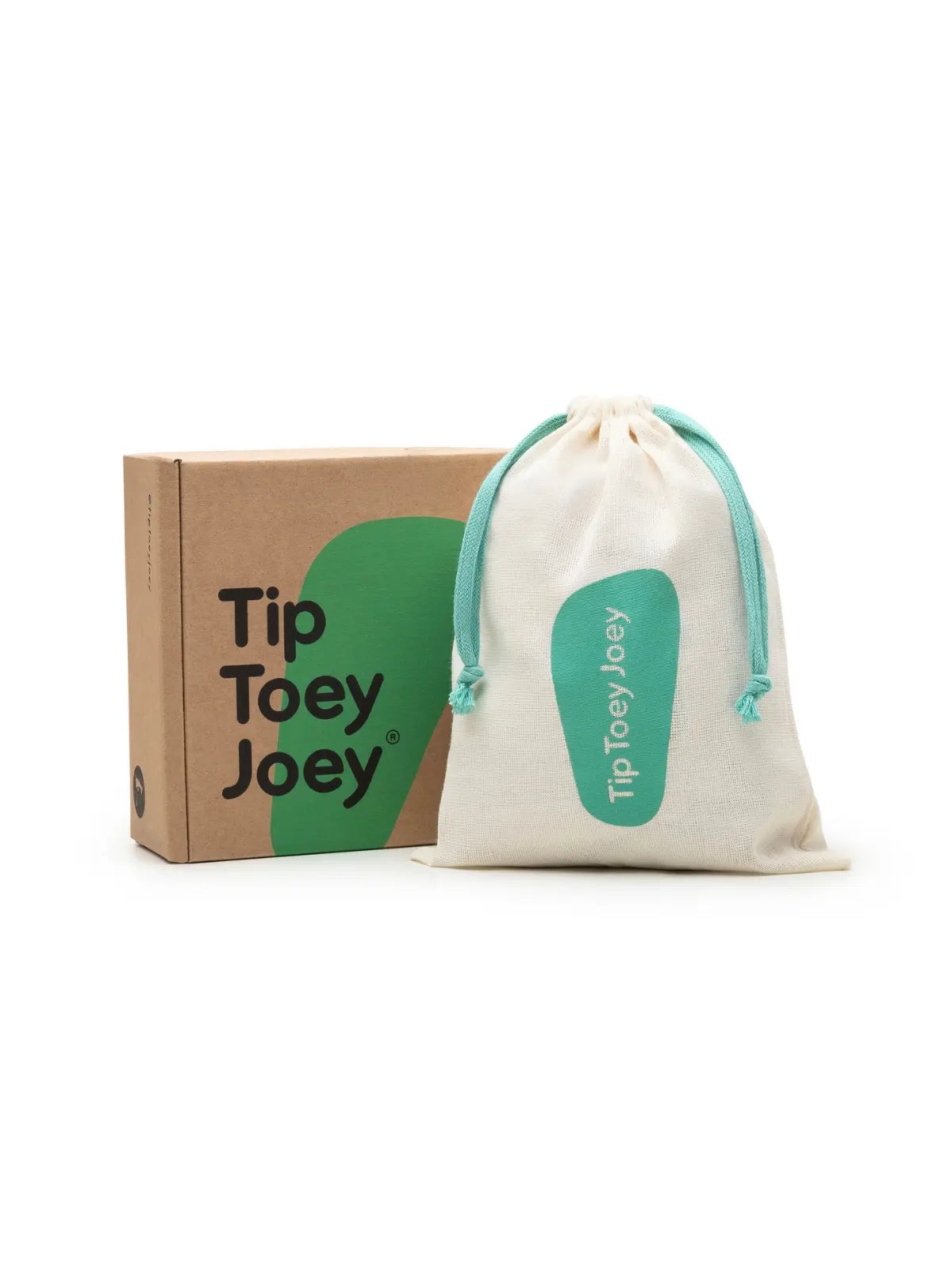 Candy dream baby sneakers displayed with the Tip Toey Joey gift box and signature cotton storage bag.