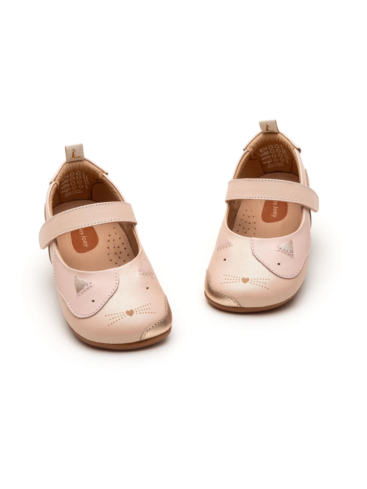 Pair of baby kitten-themed Mary Janes in candy dream pink, showing the cat ear details and wide toe box for infant comfort.