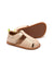 Soft candy dream pink leather baby sandals with a closed toe, adjustable strap, and flexible gum rubber sole.