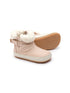 Baby candy dream pink leather winter boots with faux fur lining and a flexible flat rubber sole