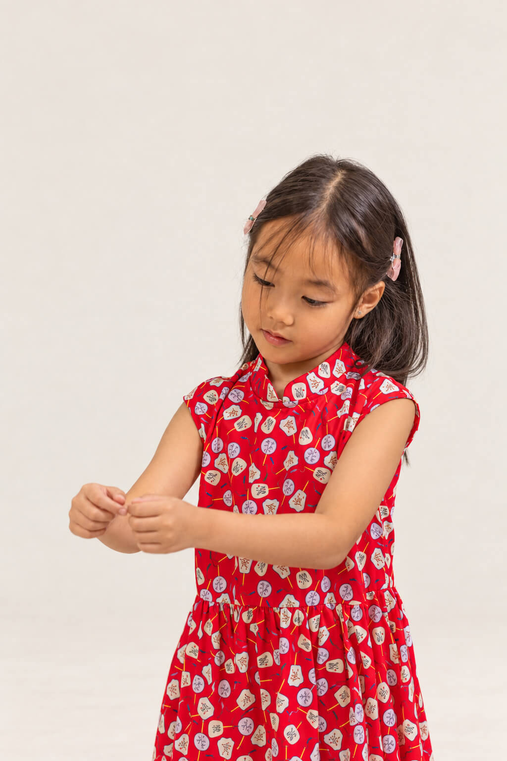 Twirly Cheongsam - Red Fans