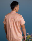 Men's Mandarin-collared Shirt - Pink Honeycomb Tiles