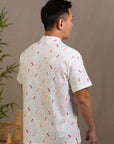 Men's Mandarin-collared Polo Tee - Origami Goldfish