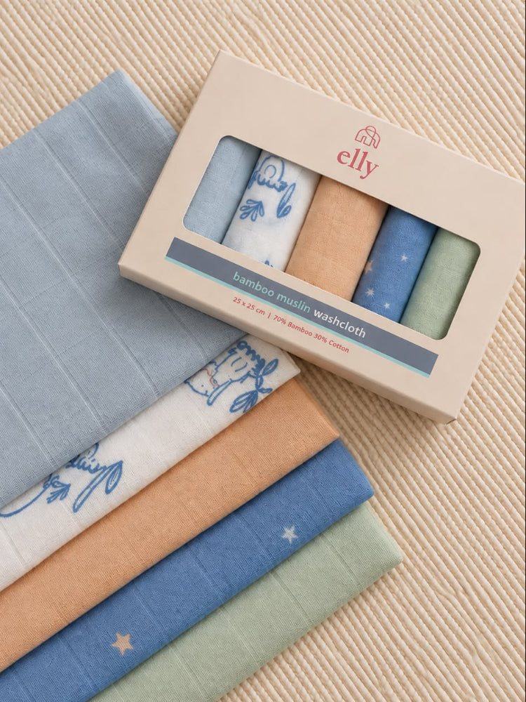 a boxed set of 5 wash cloths