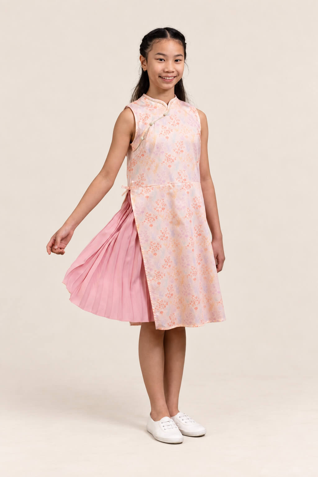 Wrap Cheongsam - Pink Floral Bamboo