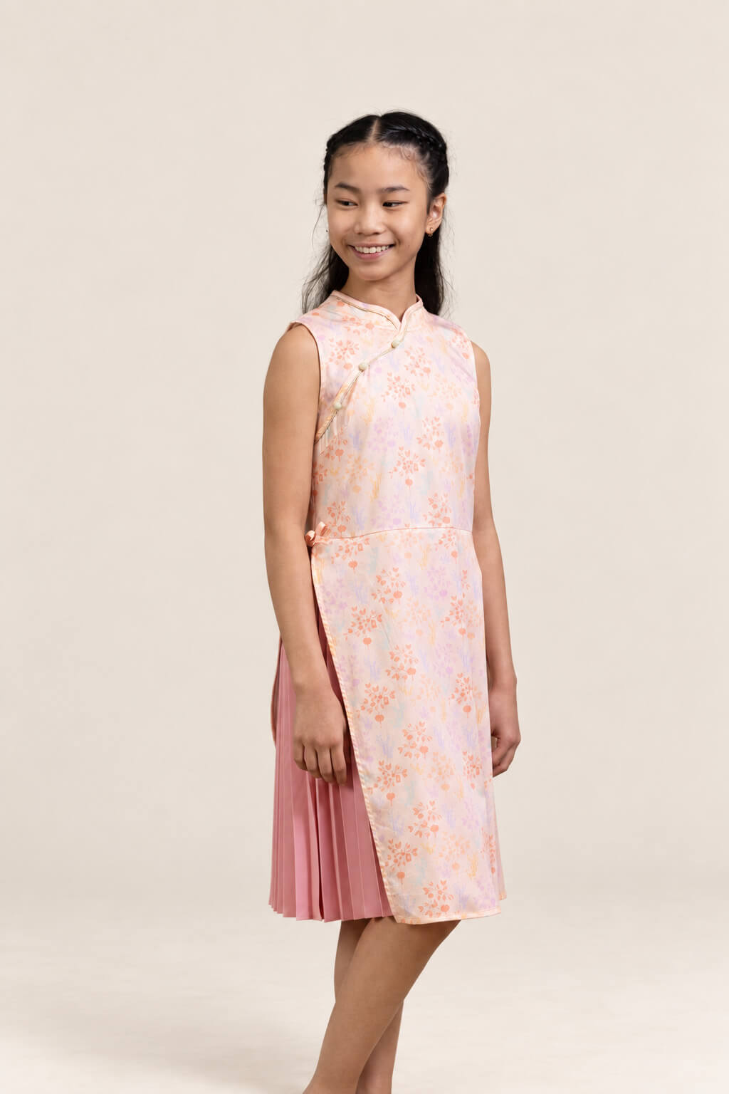 Wrap Cheongsam - Pink Floral Bamboo