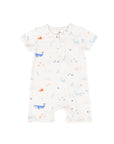 Short-Sleeve Zip Romper - Colourful Sea Creatures