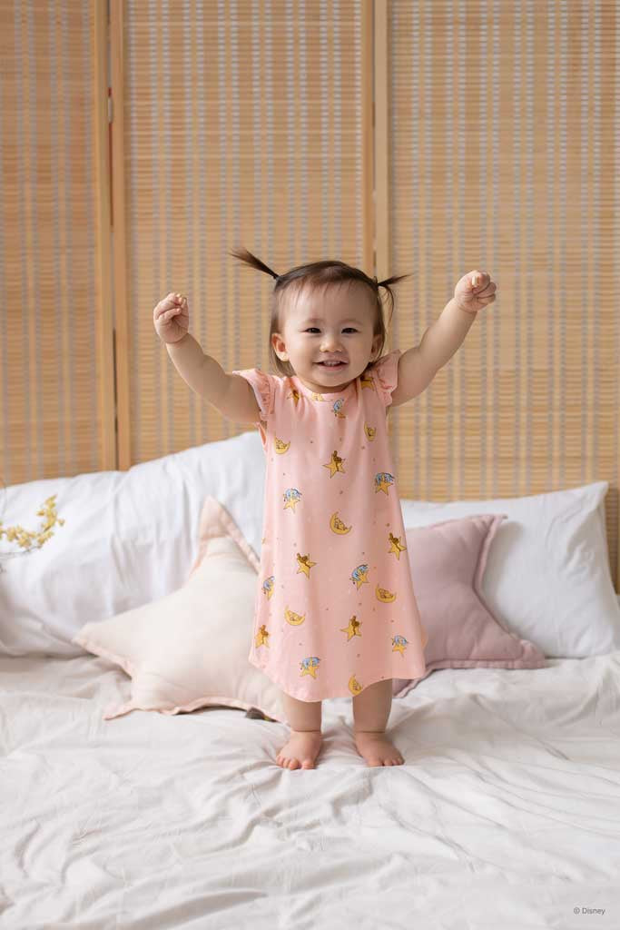 Girls' Flutter Nightgown - Pink Starry Pooh | Disney x elly | The Elly Store Singapore