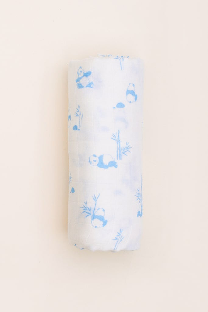 Premium Bamboo Swaddle - Blue Bamboo Pandas | Ideal for Newborn Baby Gifts | The Elly Store Singapore