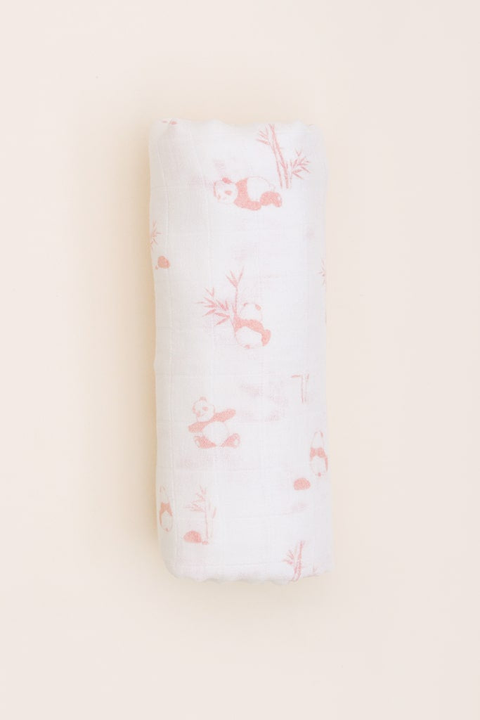 Premium Bamboo Swaddle - Coral Bamboo Pandas | Ideal for Newborn Baby Gifts | The Elly Store Singapore