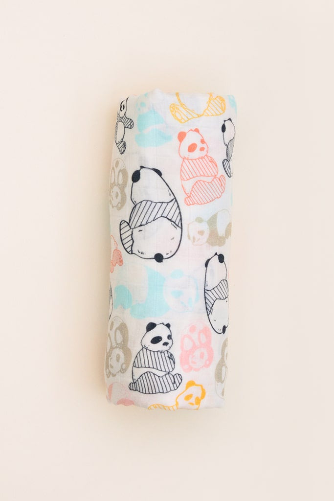 Premium Bamboo Swaddle - Pastel Pandas | Ideal for Newborn Baby Gifts | The Elly Store Singapore