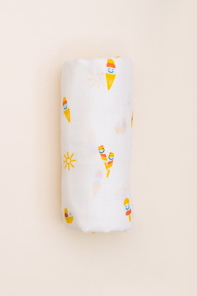 Premium Bamboo Swaddle - Smiley Ice Cream | Ideal for Newborn Baby Gifts | The Elly Store Singapore