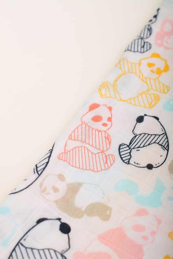 Bamboo Cotton Swaddle - Pastel Pandas closeup | The Elly Store Singapore