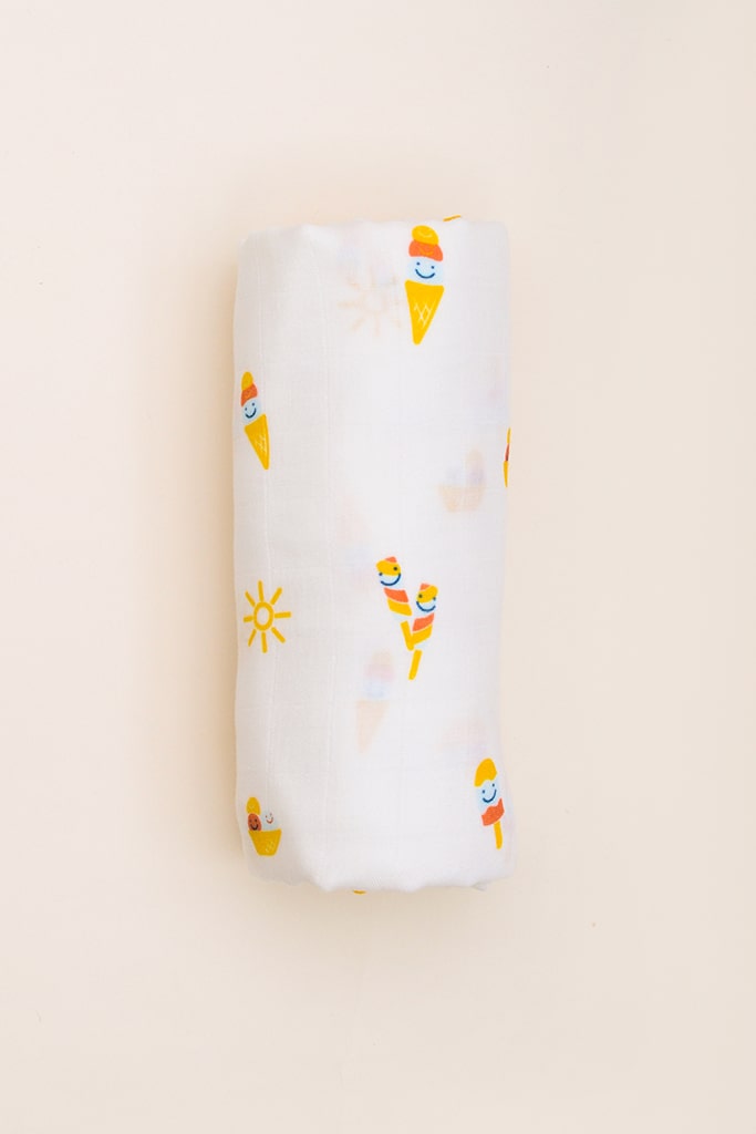 Bamboo Cotton Swaddle - Smiley Ice Cream | The Elly Store Singapore