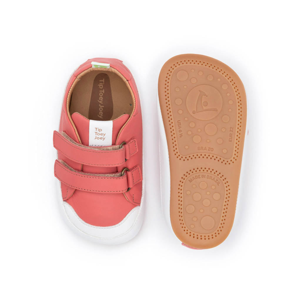 Tip Toey Joey Bossy Sneakers - Coral Matte / White