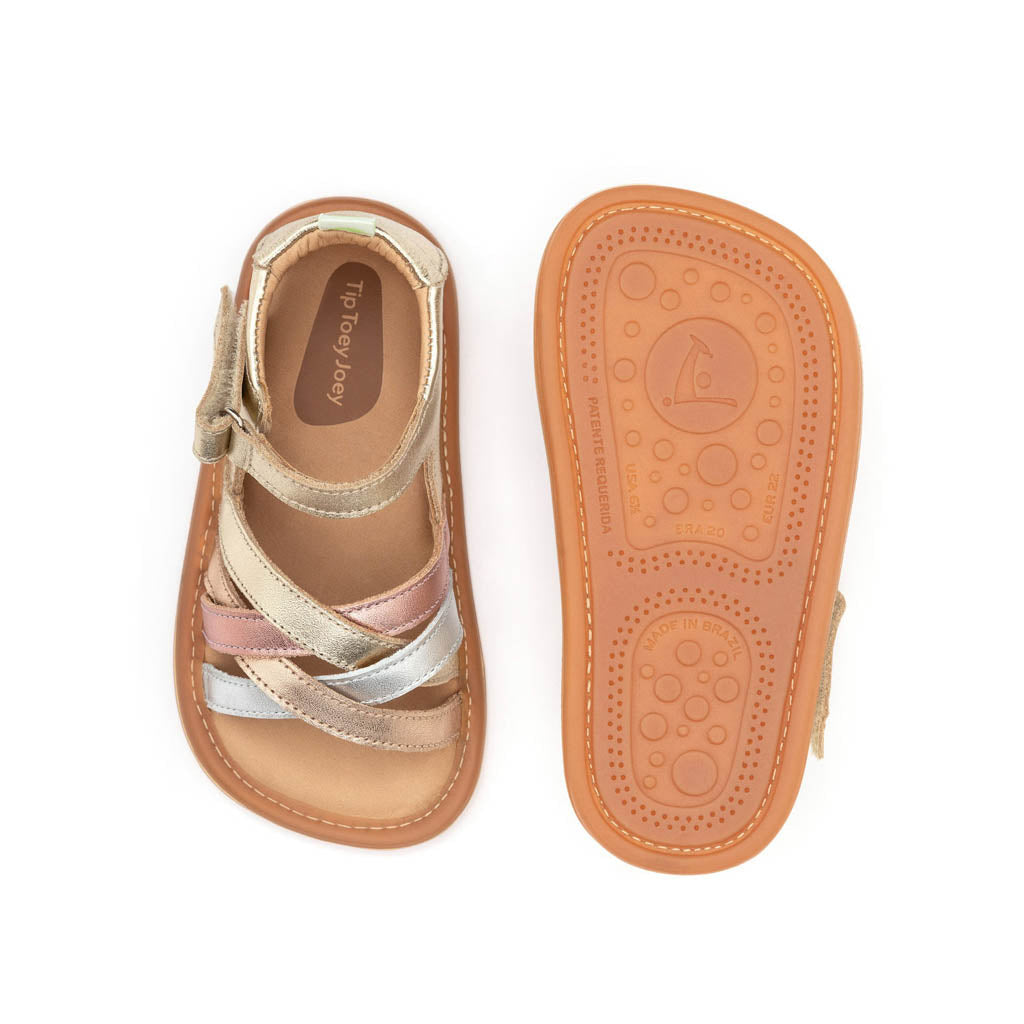 Tip Toey Joey Criss Cross - Champagne / Metallic Salmon / Rose Gold