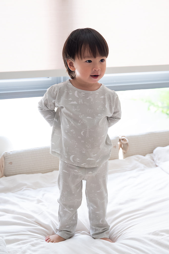 Long-Sleeve Pyjamas Set - Nightfall Bunnies | Premium Bamboo Cotton Twinning Family Pyjamas Set | The Elly Store Singapore