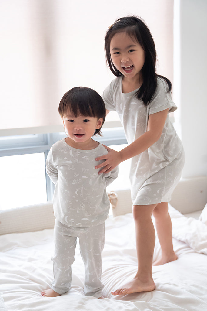 Long-Sleeve Pyjamas Set - Nightfall Bunnies | Premium Bamboo Cotton Twinning Family Pyjamas Set | The Elly Store Singapore