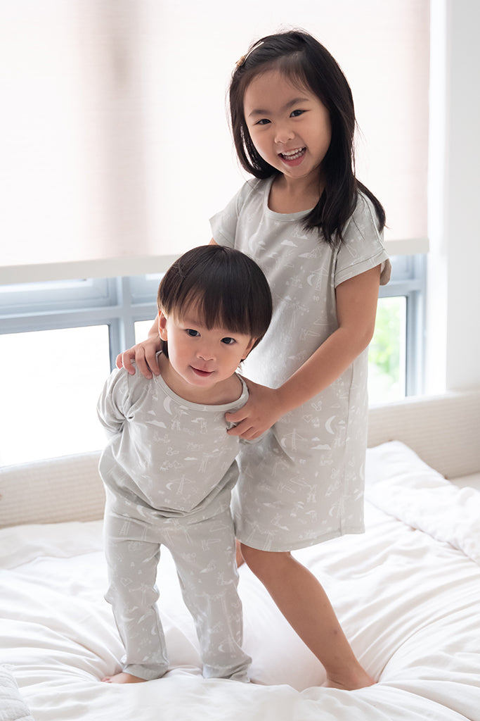 Girls' Nightgown - Nightfall Bunnies | Premium Bamboo Cotton Family Pyjamas | The Elly Store Singapore