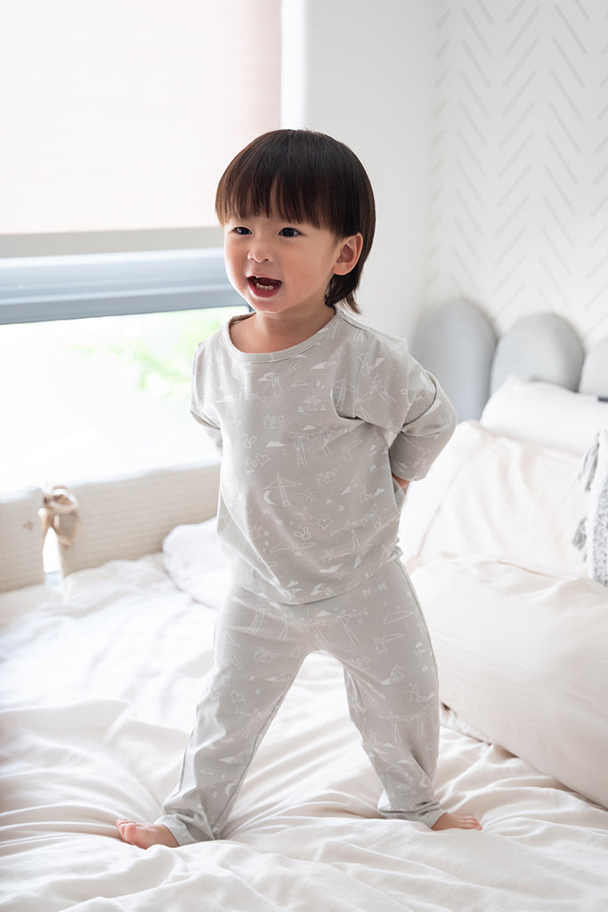 Long-Sleeve Pyjamas Set - Nightfall Bunnies | Premium Bamboo Cotton Twinning Family Pyjamas Set | The Elly Store Singapore