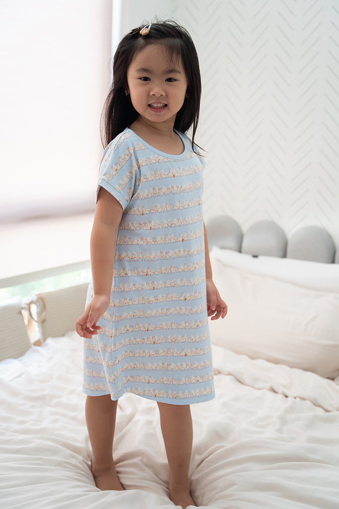 Girls&#39; Nightgown Bunnies In A Row | Premium Bamboo Cotton Family Pyjamas | The Elly Store Singapore